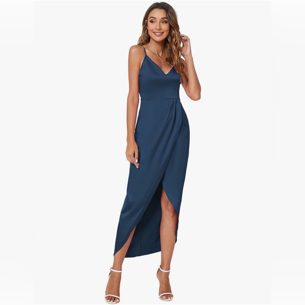 Blue Tulip Slit Cocktail Dress